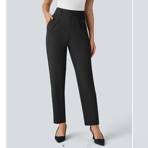 High Waisted Side Pocket Solid Work Tapered Suit Pants